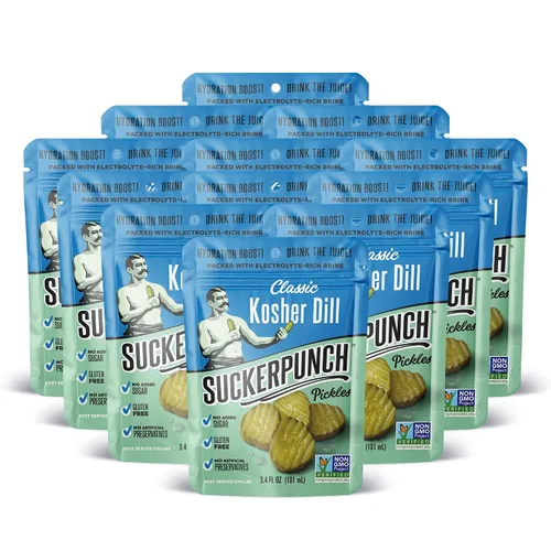 Vista 7 de SuckerPunch Encurtidos en una bolsa, sin gluten, kosher, sin azúcar, bajo en calorías, keto, vegano, sin OMG, listo para comer, para llevar, bolsas