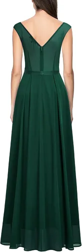 Vista 2 de Miusol Vestido largo formal de fiesta de noche con cuello en V profundo para mujer