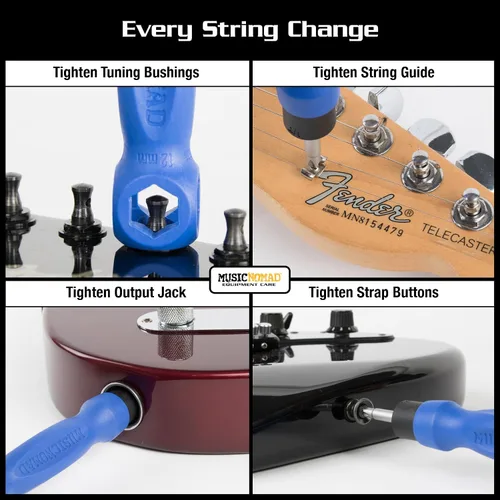 Vista 6 de MusicNomad Kit de herramientas para cambiar cuerdas de guitarra de 6 piezas con enrollador, cortador, extractor, Tune-It, llave hexagonal