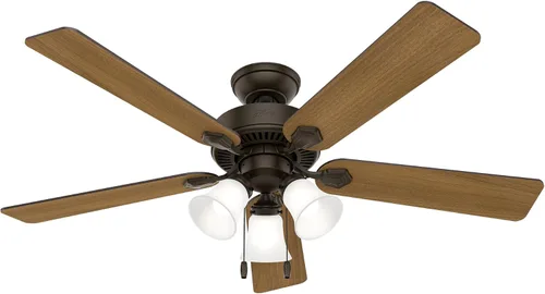 Vista 13 de Hunter Swanson 50885 - Ventilador de techo interior de 44 pulgadas con luces LED, ventilador de techo blanco con cadena de tracción