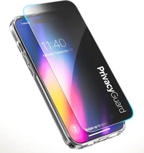 Vista 2 de ENCASED Funda de privacidad, diseñada para iPhone 15 (2023), funda transparente delgada con protector de pantalla antiespía, vidrio templado 9H