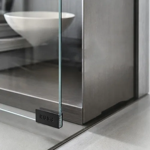 Vista 8 de Crapyt 4 piezas de cristal táctil magnético para puerta, abrazadera de puerta de 1.57 x 0.83 x 0.39 pulgadas Negro
