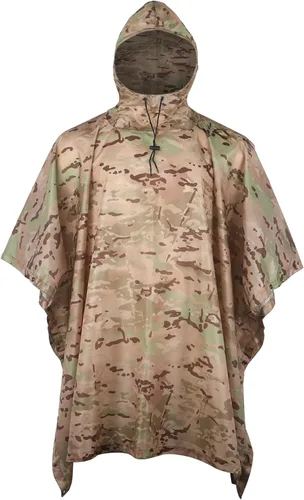 Vista 9 de GRVCN Poncho de lluvia militar, impermeable de camuflaje impermeable ligero al aire libre