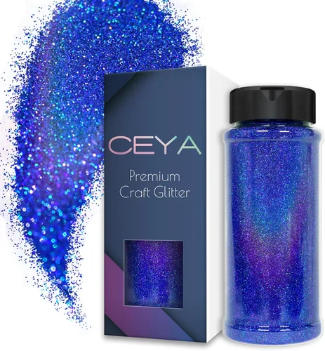 Vista 26 de Ceya - Polvo de purpurina holográfica ultra fina, 1.1 LB/17.63 OZ, color negro láser, 1/128' 0.008' 0.2mm, en masa para manualidades, resina, vasos