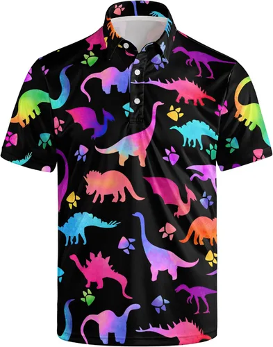 Vista 109 de Camisa de golf de los años 80 para hombre, ajuste seco, manga corta, estampada, divertidas, camisas de golf de los años 90 para hombre
