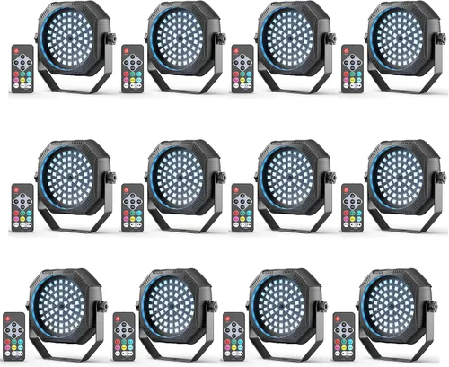 Vista 12 de Luces estroboscópicas recargables, 60 luces LED RGB mini para escenario, batería de 30W con control remoto y modo activado por sonido, LED Par Can