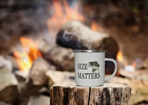 Vista 5 de Rogue River Tactical Taza divertida del campamento de la pesca del esmalte que acampa taza de café regalo tamaño importa pescador pescado