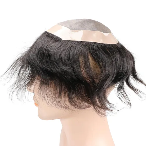 Vista 7 de Toupee - Sistema de reemplazo de cabello para hombres, cabello humano real, 5 x 7 pulgadas, base de encaje mono, extensión duradera para hombre
