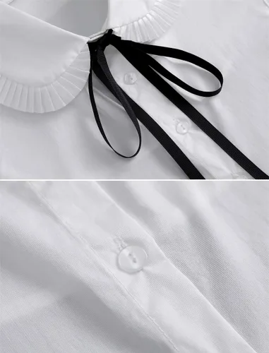 Vista 8 de GUZOSJO Camisa de cuello desmontable de marinero, media blusa de Dickey para damas y niñas