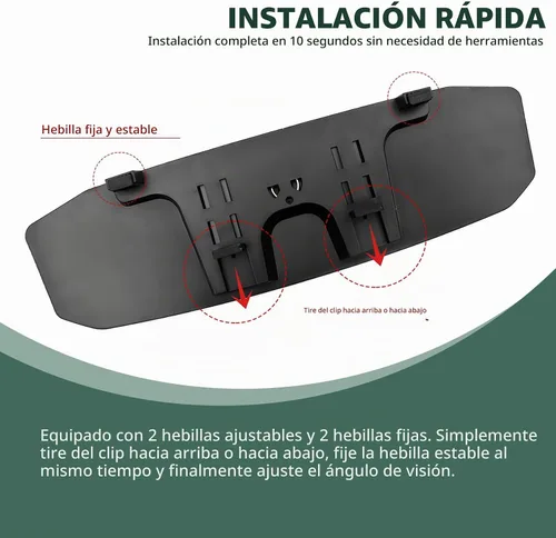 Vista 5 de NTNEV Espejo retrovisor grande de 12 pulgadas x 3.5 pulgadas, espejo retrovisor panorámico antirreflejos de gran angular, espejo retrovisor