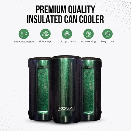 Vista 4 de K-OG - Enfriador de latas aislado de acero inoxidable de doble pared para latas delgadas de 12 onzas (arcoíris)
