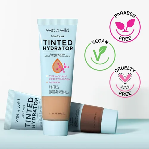 Vista 3 de wet n wild - Enfoque sin maquillaje, hidratante entintado, velo entintado para piel, cobertura ligera y acumulable con ácido hialurónico y escualano