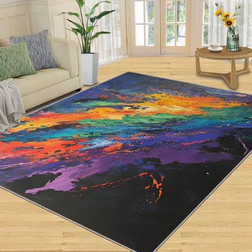 Vista 25 de Monstera Print Rugs for Bedroom, Luxury Monstera Area Rug, Tropical Plants Rugs for Living Room, Indoor Non-Slip Rug, Machine Washable Carpet for