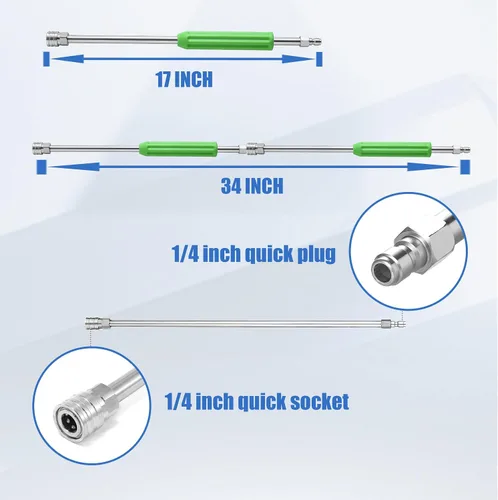 Vista 8 de RIDGE WASHER Varita de extensión para lavadora a presión, lanza de acero inoxidable de 17 pulgadas con cubierta protectora verde, conexión rápida
