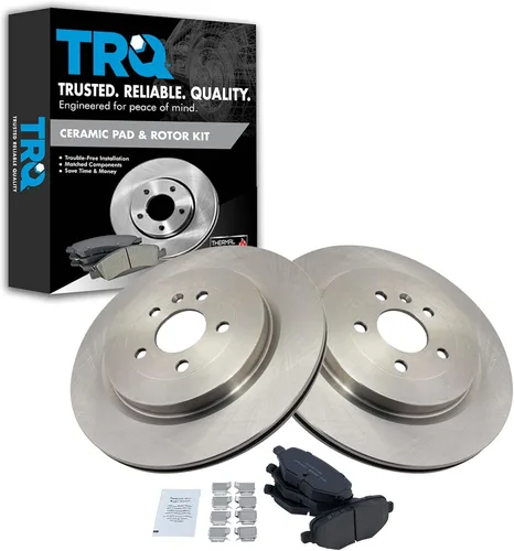 Vista 151 de TRQ Juego de pastillas de freno y rotor de cerámica trasera compatible con Honda Accord V6 1998-02 3.0L con frenos de disco traseros 02-06 Acura RSX