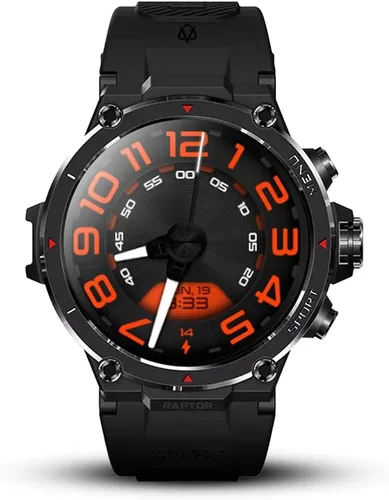 Vista 4 de ALPHAGEAR Raptor Smartwatch para hombre, reloj inteligente táctico resistente, IP69K + 5ATM resistente al agua, batería de 21 días, llamadas
