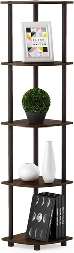 Vista 78 de Furinno Turn-N-Tube - Estantes de almacenamiento, estante para libros de 3 niveles, estante esquinero, estantes abiertos sin herramientas