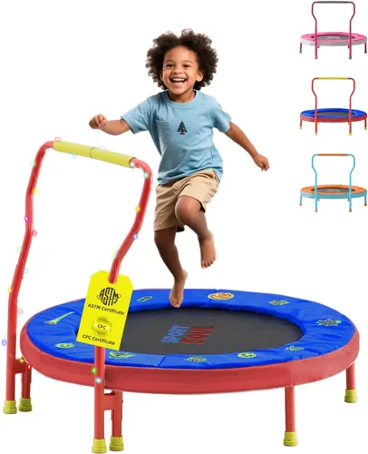 Vista 10 de SPORTSOUL Mini Trampoline for Kids 3-6 with Super Safe Foam Handle Bar, 3ft Toddler Trampoline Indoor with No-Gap Cover for Indoor and Outdoor