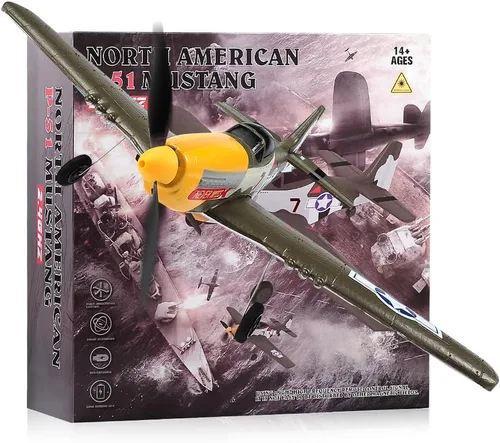 Vista 9 de ANTSIR Avión RC P51 para adultos y niños, avión de control remoto de 4 canales con Aileron/timón/elevador/giroscopio, planeador de caza Mustang