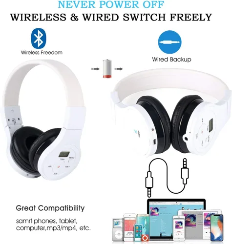 Vista 8 de EXMAX Auriculares inalámbricos con Bluetooth estéreo sobre la oreja, receptor de pagador de música, reducción de ruido, cancelación de ruido