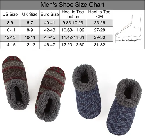 Vista 4 de Cozylook Paquete de 2 pantuflas de casa para hombre, suela suave, calcetines acogedores y mullidos con agarres antideslizantes, regalos únicos