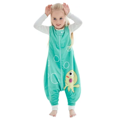 Vista 18 de MICHLEY - Saco de dormir para niños pequeños con pies, recién nacidos, bebés sin mangas, saco de dormir con cremallera de 2 vías, manta portátil Oso