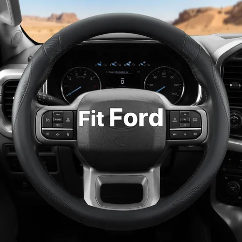 Vista 12 de West Llama Funda para volante de automóvil para Ford F-150, F-250, F-350, Expedition (Negro, tamaño grande)
