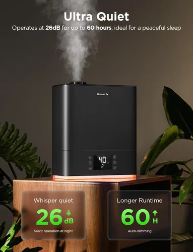 Vista 4 de GoveeLife Humidificadores Inteligentes para Dormitorio Habitación Grande, Humidificador de Aire WiFi de Niebla Fría de Llenado Superior de 6L, Modo