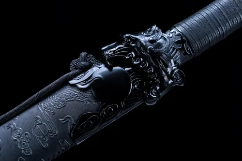 Vista 6 de Tiger Tang dao,Walking Sabre Sword Real,Hoja de acero de alto carbono forjada a mano,Accesorios de aleación
