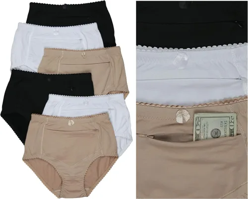 Vista 2 de ToBeInStyle Calzones básicos de cintura alta con cremallera y bolsillo frontal para mujer