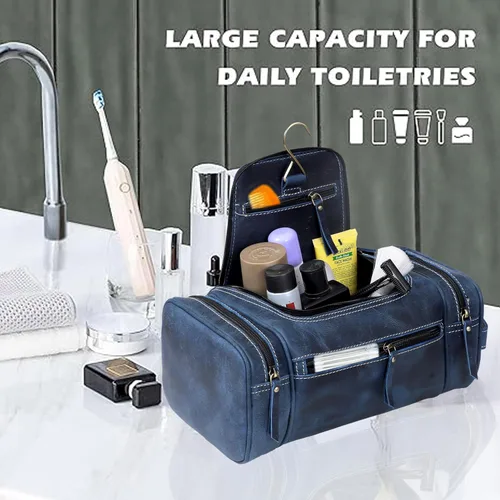 Vista 9 de VC VINTAGE COUTURE Neceser de cuero para hombre, extra grande, neceser de cuero para hombre, para viajes, kit de cuero real para hombre, bolsa
