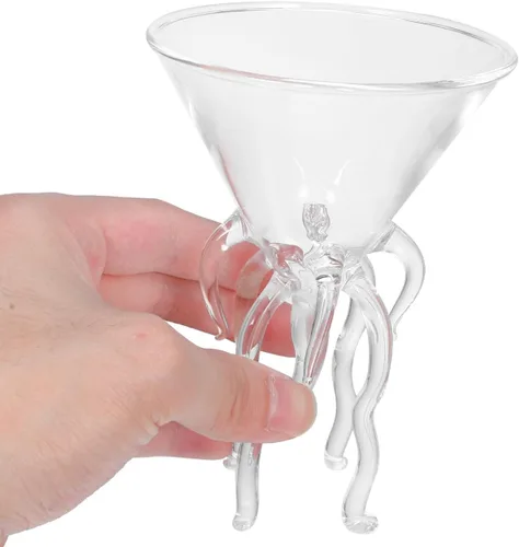 Vista 5 de DOITOOL Creative Octopus - Juego de 2 copas de cóctel de medusas para el hogar, bar, fiesta, cristalería transparente para brindis