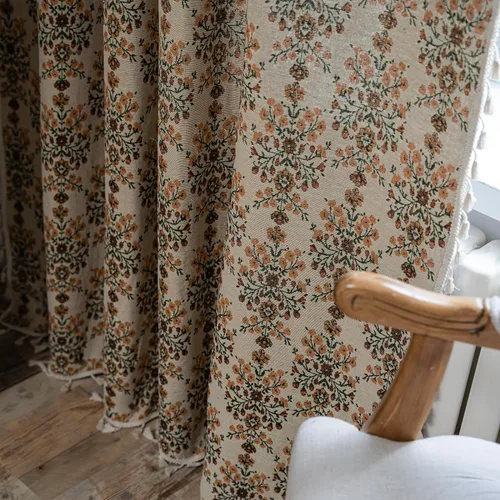 Vista 4 de ENJOYBRIDAL - 2 paneles de cortinas, florales, estilo bohemio, de granja, rústico o clásico, semitraslúcidas, con bolsillo para cortinero y borlas
