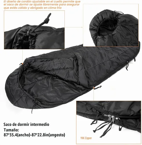 Vista 4 de MT Sistema de sacos de dormir modulares militares del ejército, múltiples capas con cubierta Bivy para todas las estaciones, bosque/multicámara