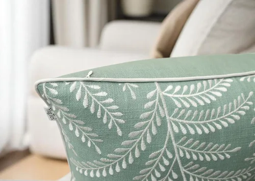 Vista 5 de Funda de Cojín Decorativo Cuadrada de Acento con Bordado de Hojas de Helecho - Sofá, Silla, Sofá, Dormitorio, Sala de Estar, Decoración del Hogar