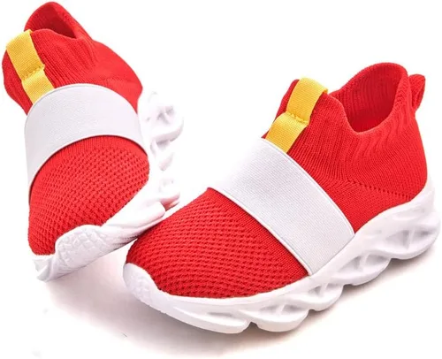 Vista 3 de Zapatos para niños y niñas, tenis rojos para correr, cumpleaños, zapatos de moda para caminar