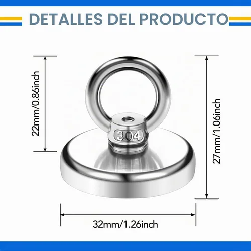 Vista 2 de DIYMAG Ganchos magnéticos con agujero avellanado 110LBS+ 10