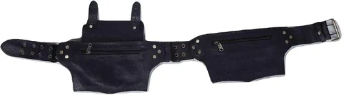 Vista 8 de Cangurera de cuero vintage para hombre y niño, bolsa de cuero para hombre, cinturón de mensajero, regalo para hombres y mujeres (negro)