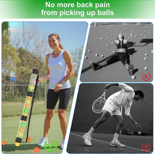 Vista 4 de Pickleball Ball Retriever & Ball Hopper Storage con correa Pickle Balls Tubo Pickup