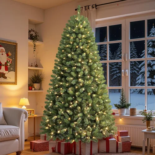 Vista 8 de Árbol de Navidad clásico preiluminado artificial de 6 pies con control