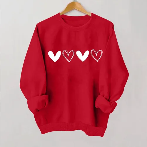 Vista 2 de Sudadera de manga larga con estampado de amor para mujer, regalos para el día de San Valentín, suéter de cuello redondo, sudaderas con capucha