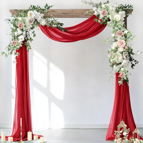 Vista 11 de Socomi Tela para Arco de Boda 1 Panel 29" x 19 Pies Gasa Chifón Transparente Azul Bebé Cortinas 6 Yardas para Ceremonia de Boda Decoración de Fiesta