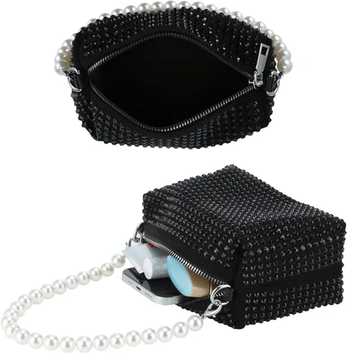 Vista 3 de Bolso de mano para mujer, bolso de noche brillante, bolso cruzado, bolso de mano con diamantes de imitación