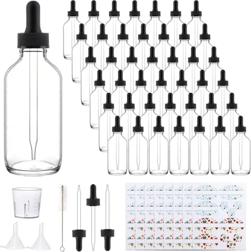 Vista 8 de Paquete de 42 botellas de vidrio transparente de 4 onzas con Dorado