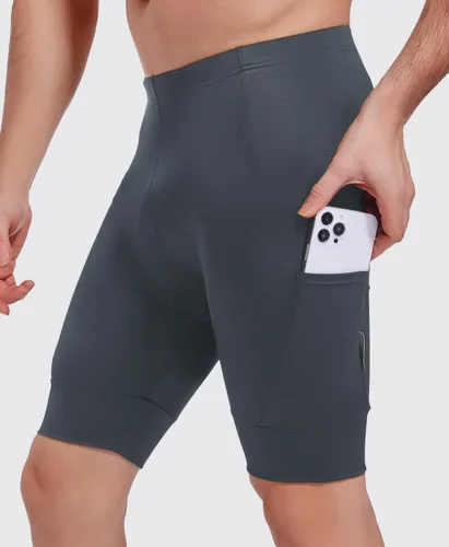Vista 2 de qualidyne Pantalones cortos de ciclismo para hombre, con acolchado 4D, pantalones cortos de ciclismo para ciclismo en carretera, UPF 50+, bolsillos
