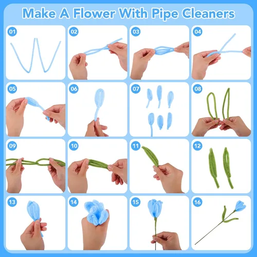 Vista 5 de WSICSE Kit de flores de limpiador de tuberías azules de 500 piezas
