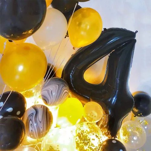 Vista 3 de Globos de números grandes, negros, de 40 pulgadas