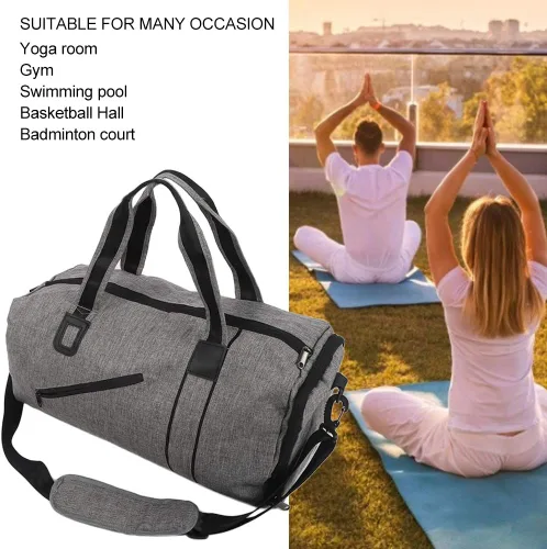 Vista 5 de Pequeña bolsa de gimnasio plegable Cilindro Fitness Bolsa de hombro, #2