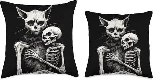 Vista 3 de Goth Devil Baphomet & Hail Satan I Women & Men Pastel Goth I Occult Horror Cat Throw Pillow, 16 x 16 pulgadas, multicolor