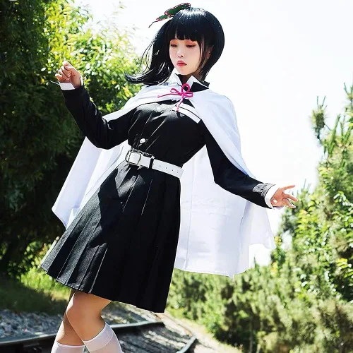 Vista 3 de Kanao Tsuyuri - Disfraz de capa para Halloween, uniforme de fiesta de Halloween, vestido de capa para mujer